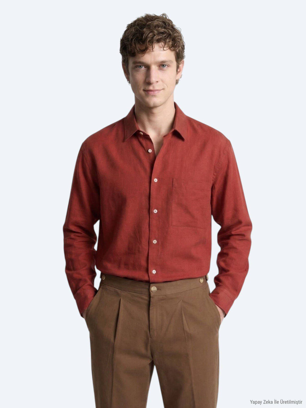 Rotes Oversize Langarmhemd aus Velours