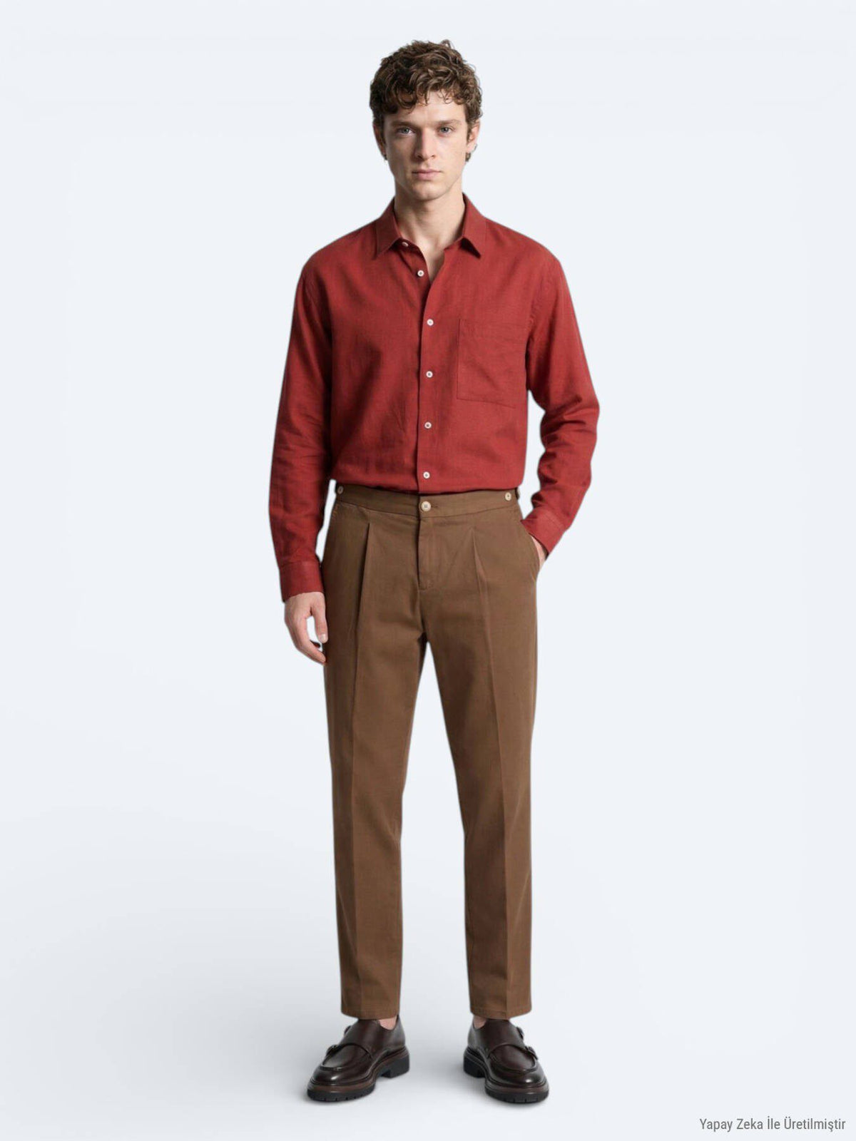 Rotes Oversize Langarmhemd aus Velours