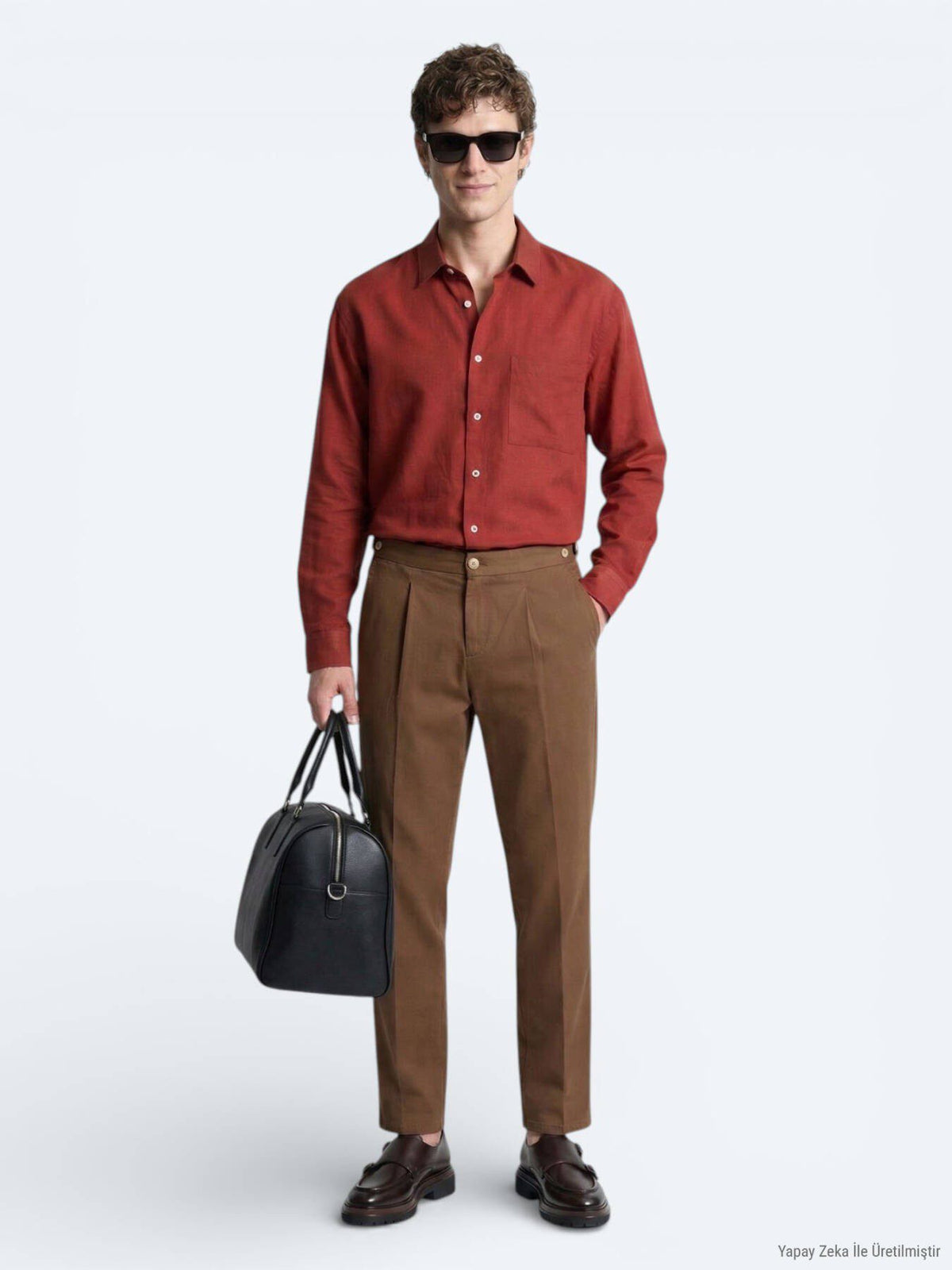 Rotes Oversize Langarmhemd aus Velours