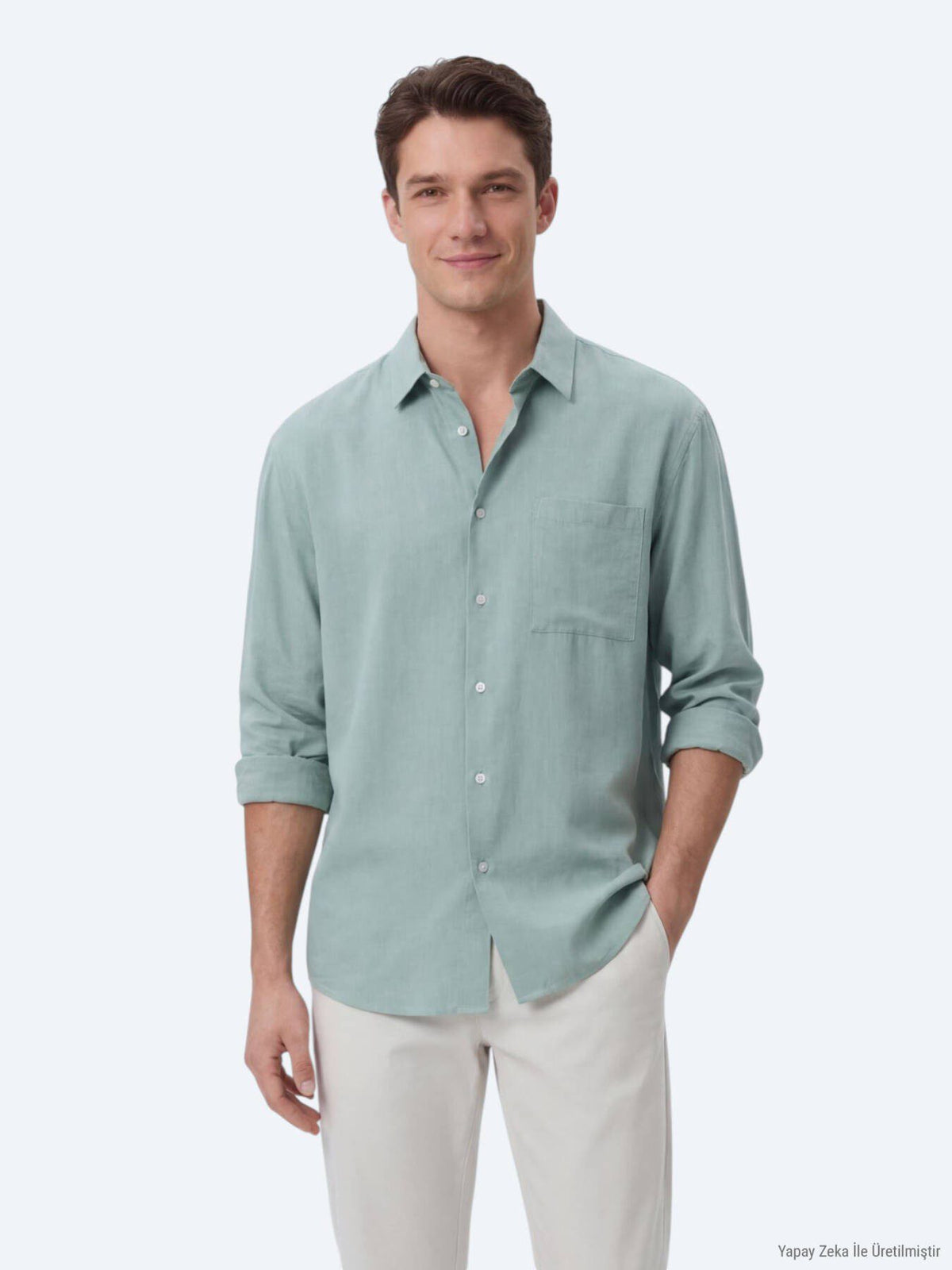 Mintfarbiges Oversize-Weitgewebe Shirt