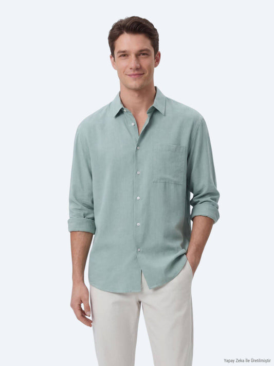 Mintfarbiges Oversize-Weitgewebe Shirt