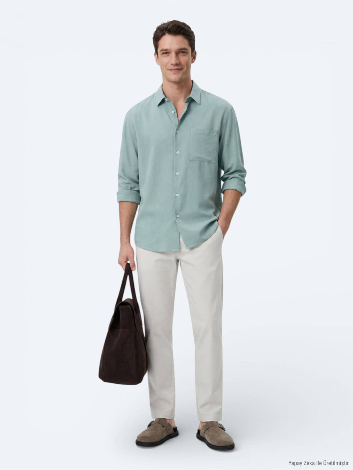 Mintfarbiges Oversize-Weitgewebe Shirt