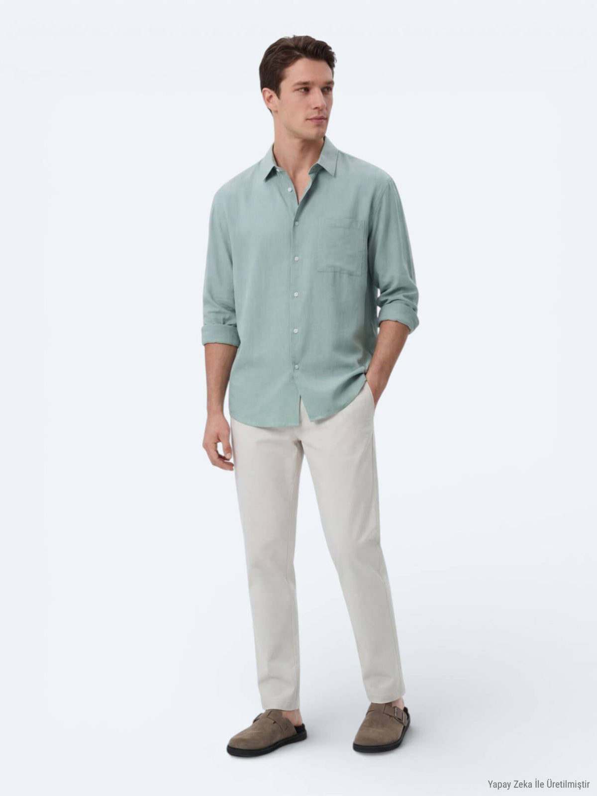 Mintfarbiges Oversize-Weitgewebe Shirt