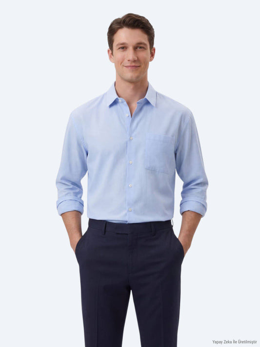 Hellblaues Oversize Gewebe Casual Hemd