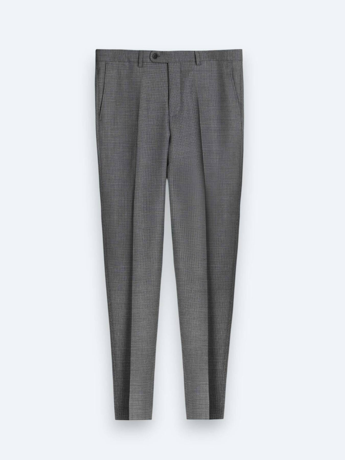 Grau Gestreifter Modern Fit Wollanzug