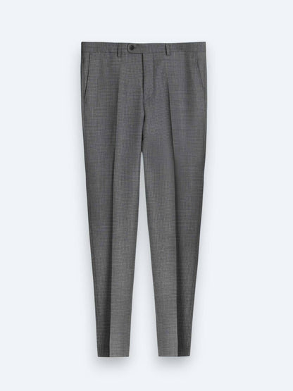 Grau Gestreifter Modern Fit Wollanzug