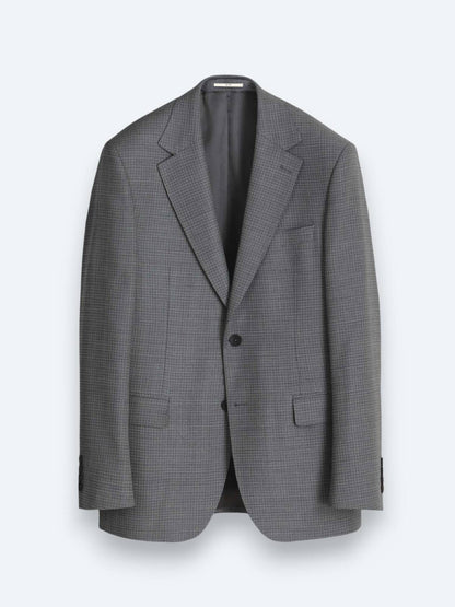 Grau Gestreifter Modern Fit Wollanzug