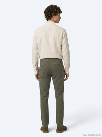 Khaki Casual Baumwoll-Mix Hose