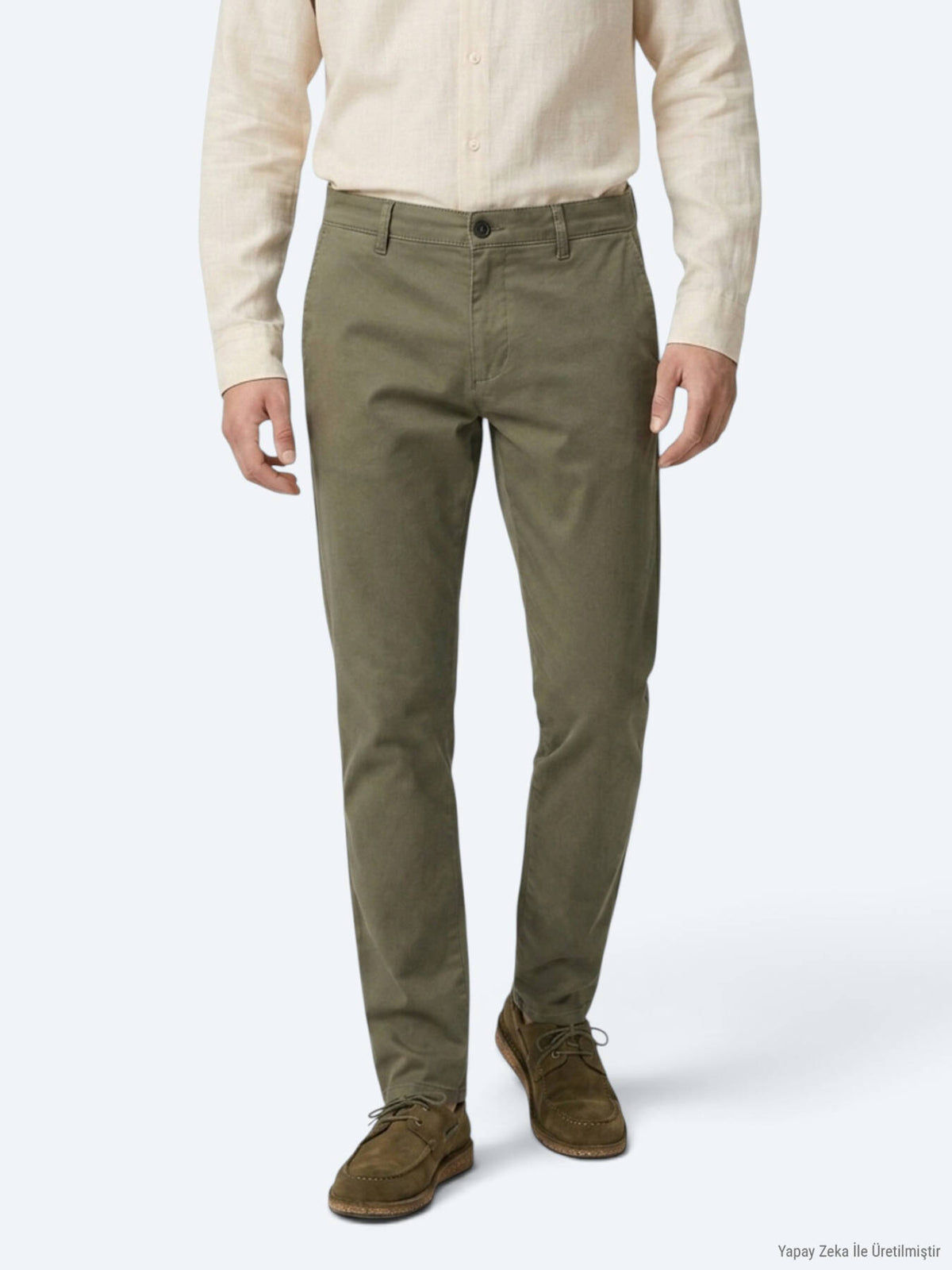 Khaki Casual Baumwoll-Mix Hose
