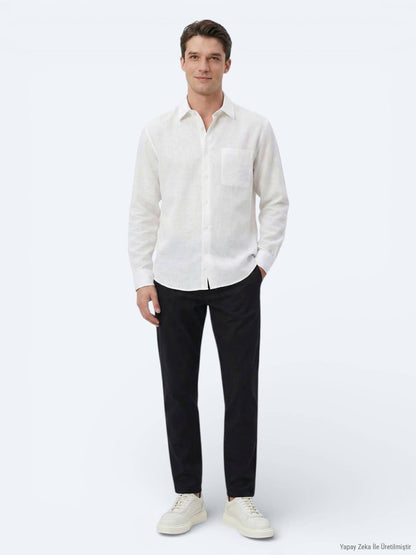 Weißes Oversize Casual Hemd aus Webstoff
