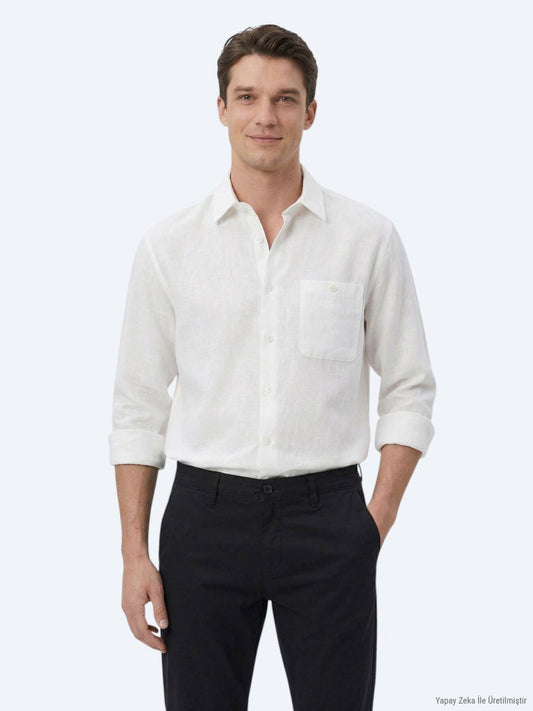 Weißes Oversize Casual Hemd aus Webstoff