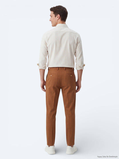 Safran gestreiftes Freizeithemd Regular Fit