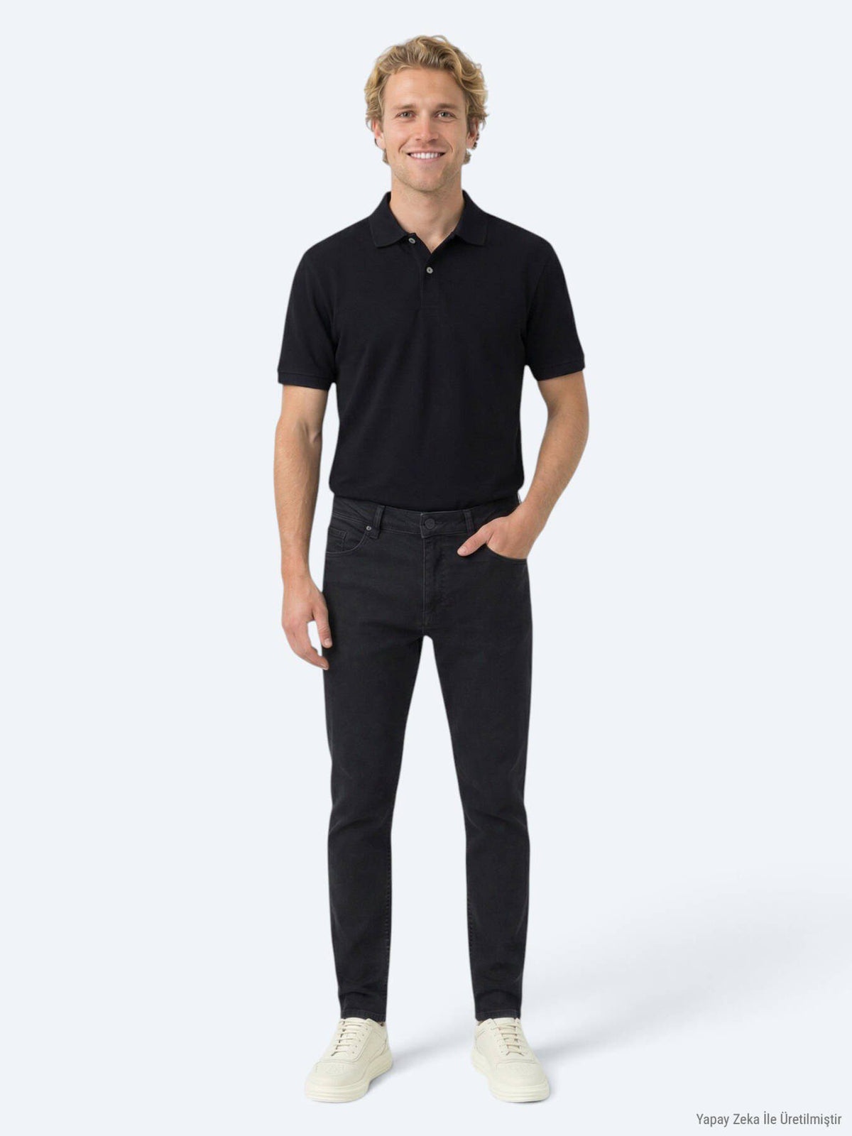Marineblaues Polo-Shirt aus Baumwollmix