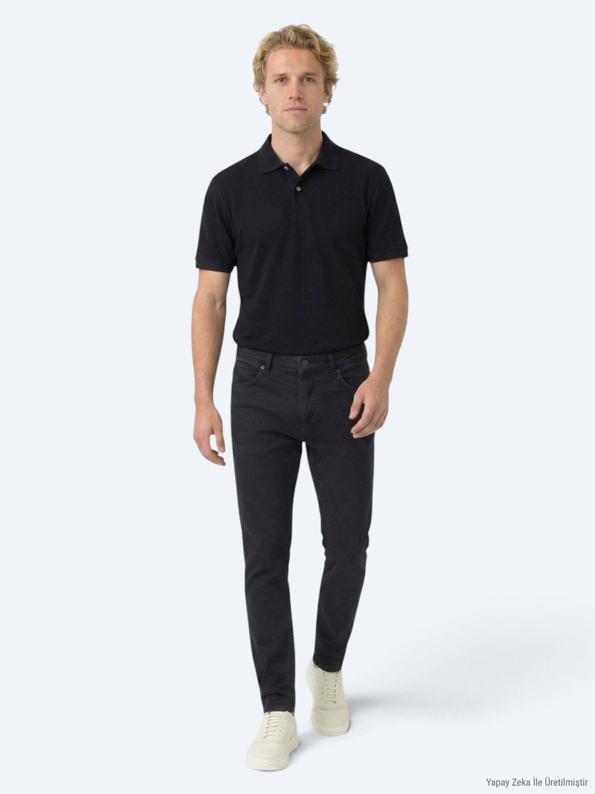 Marineblaues Polo-Shirt aus Baumwollmix