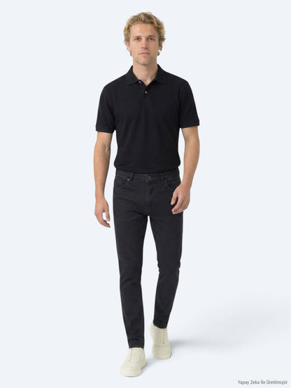 Marineblaues Polo-Shirt aus Baumwollmix