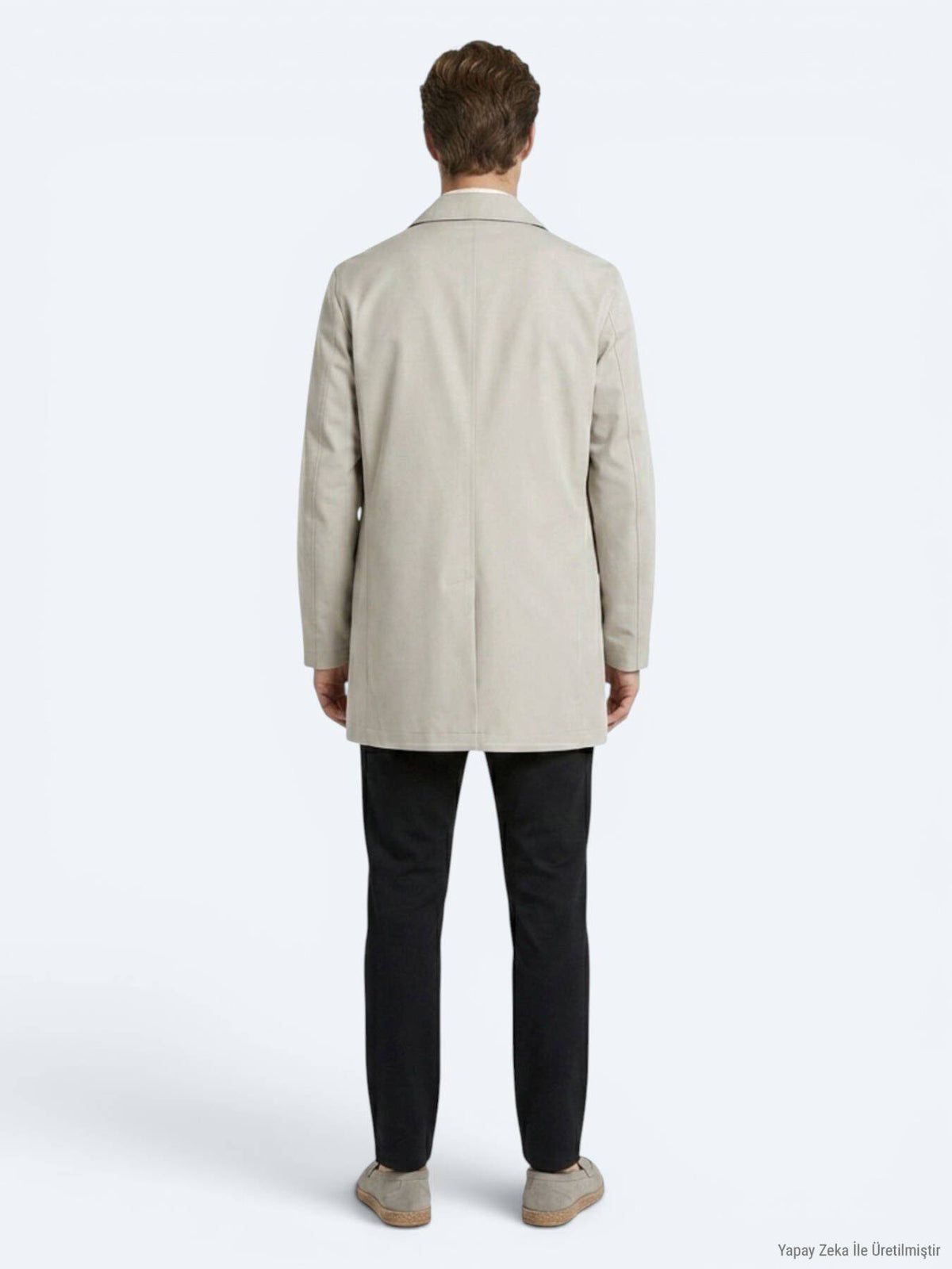 Hellbeige Regular Fit Hemdkragen Freizeit Regenmantel
