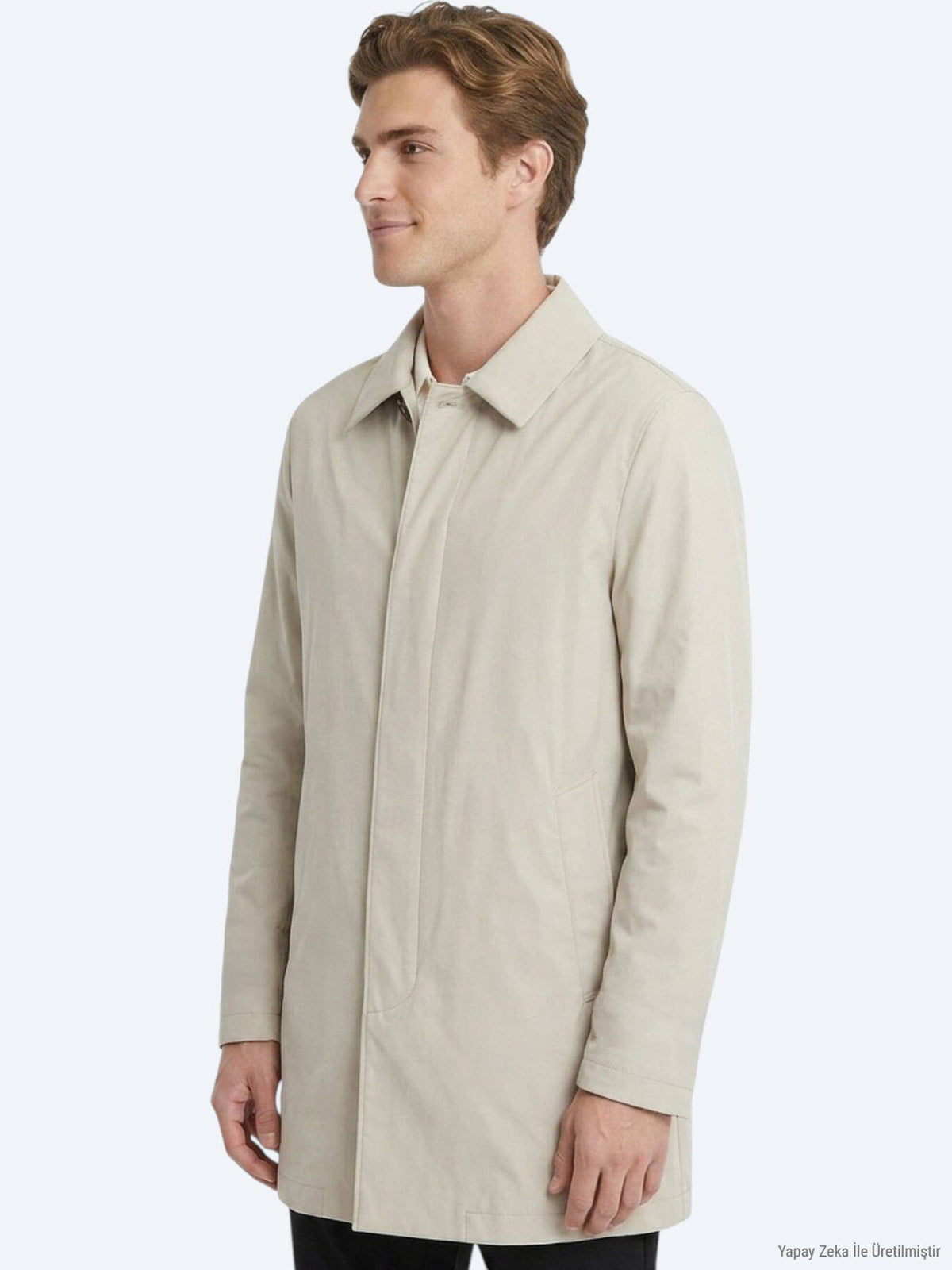 Hellbeige Regular Fit Hemdkragen Freizeit Regenmantel