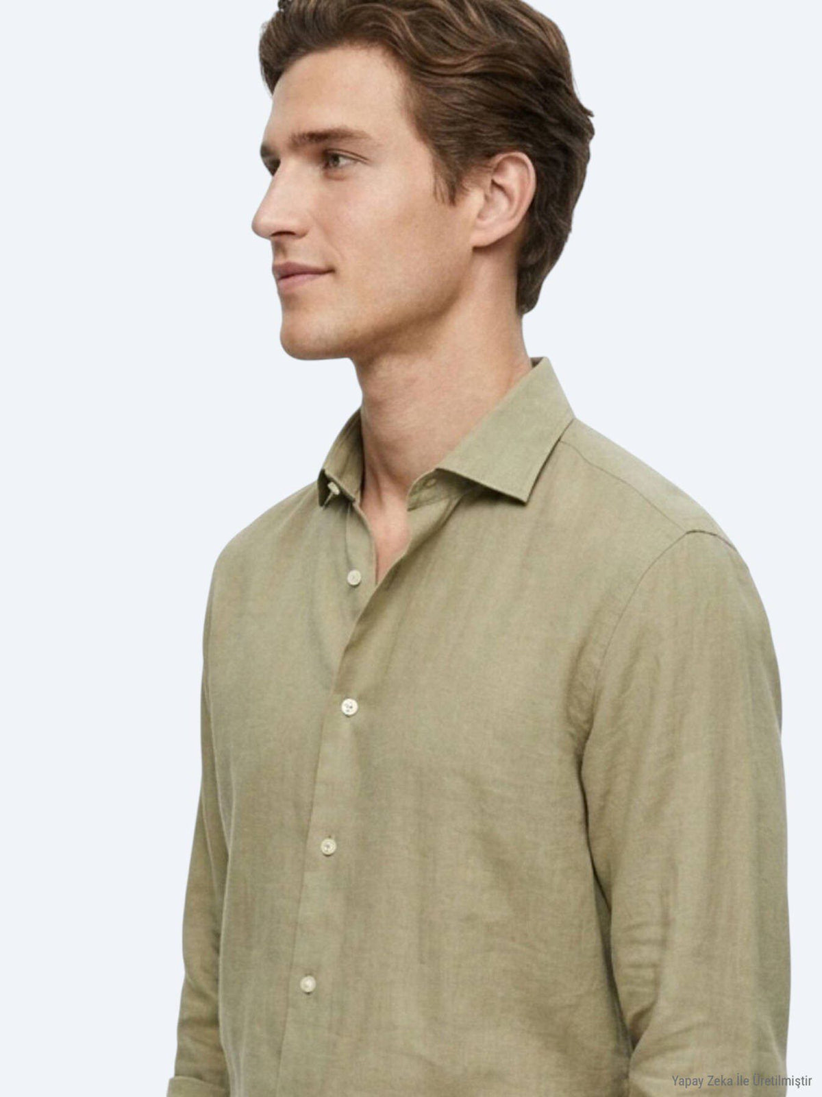 Ölgrün Unifarben Regular Fit Casual Hemd