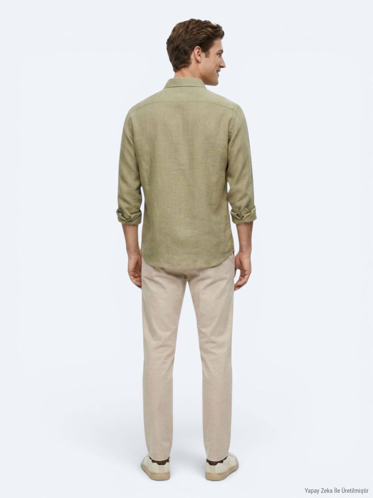 Ölgrün Unifarben Regular Fit Casual Hemd