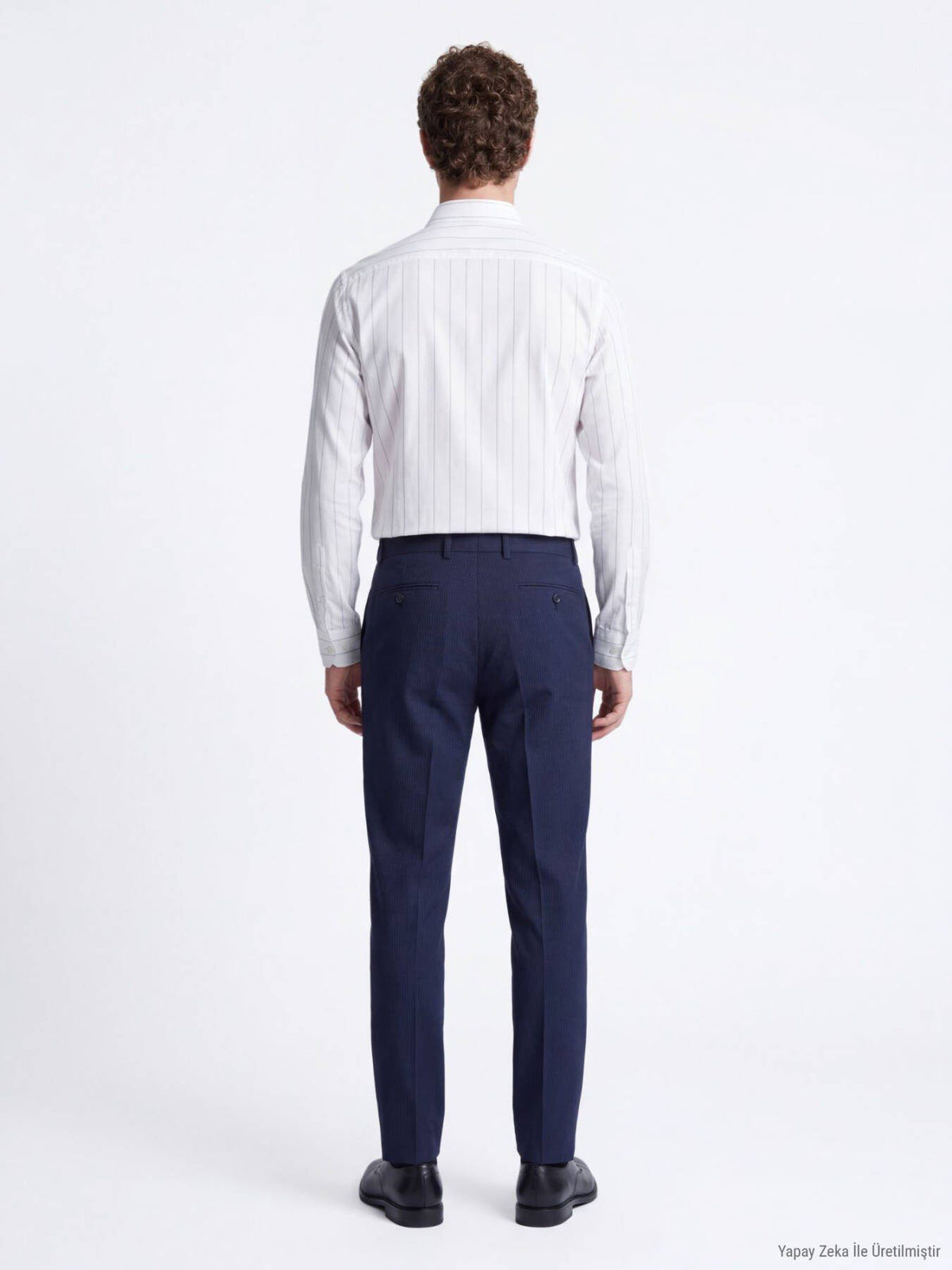 Weiß Gestreiftes Regular Fit Baumwollhemd
