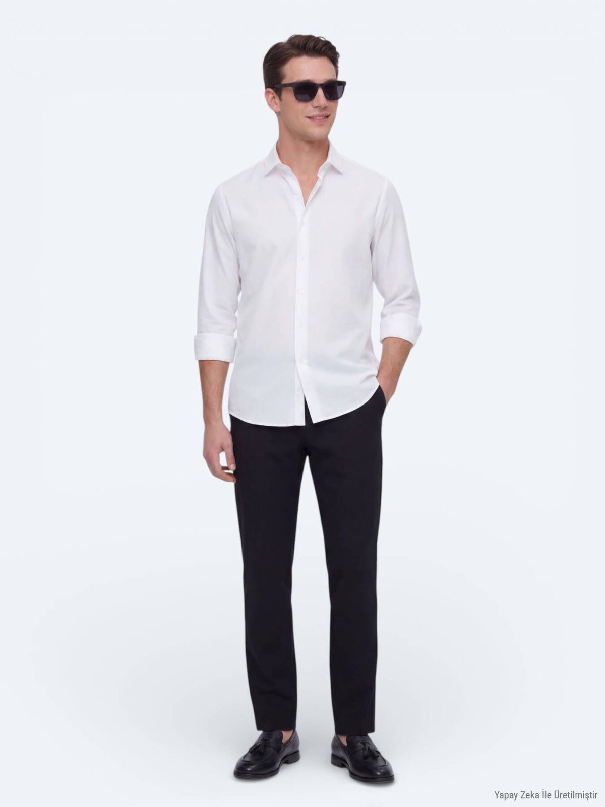 Weißes schlichtes Regular Fit Casual Hemd