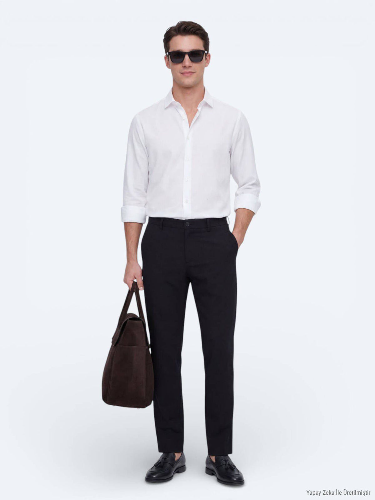 Weißes schlichtes Regular Fit Casual Hemd