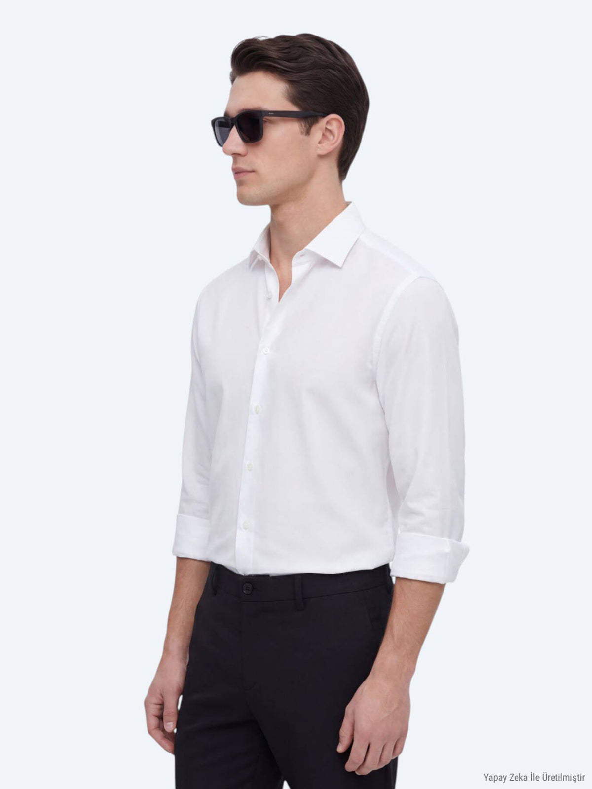 Weißes schlichtes Regular Fit Casual Hemd