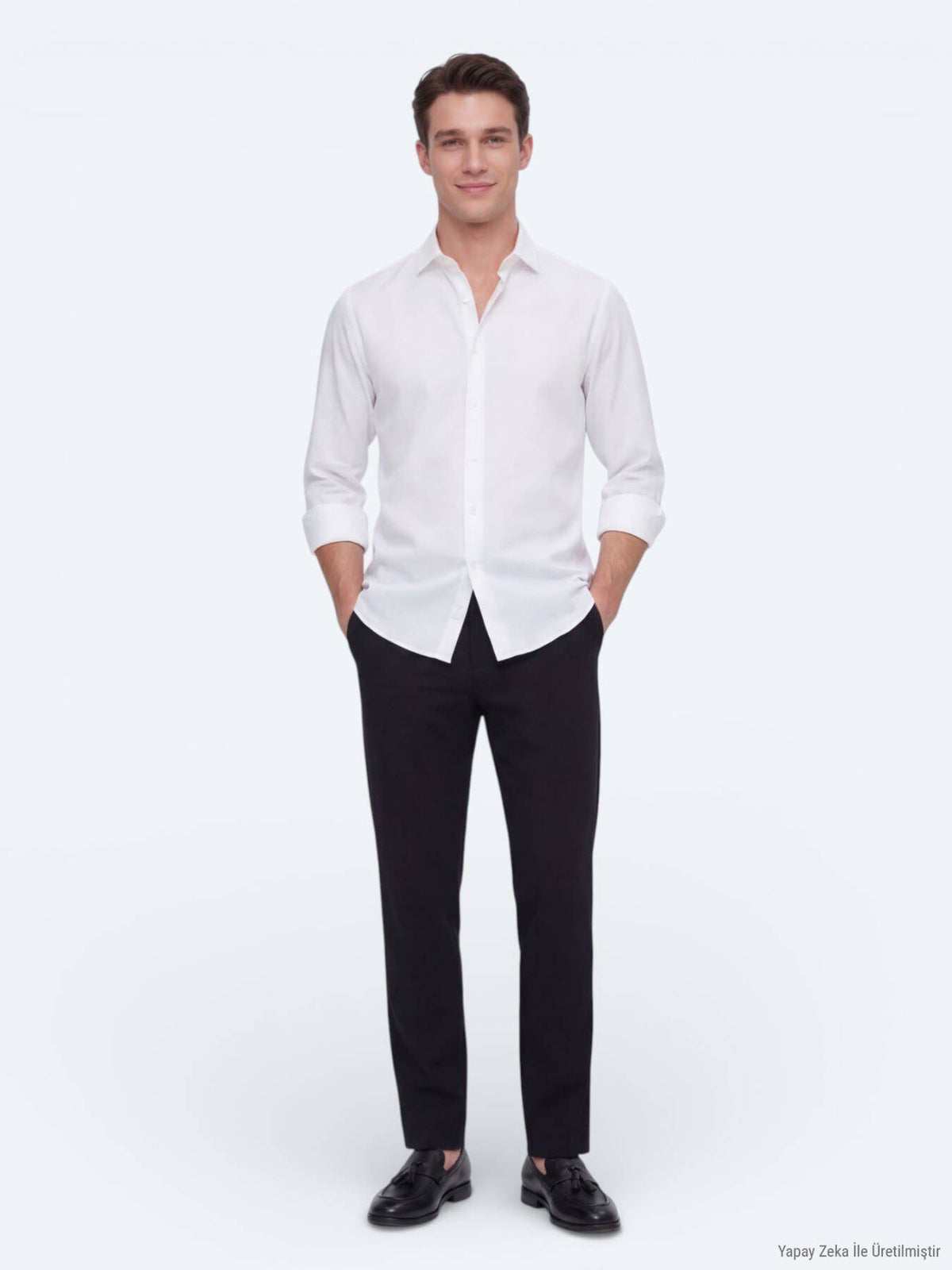 Weißes schlichtes Regular Fit Casual Hemd