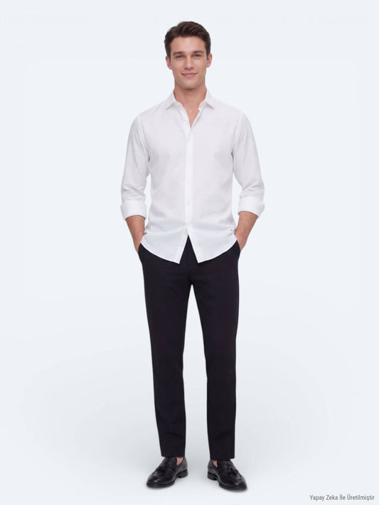 Weißes schlichtes Regular Fit Casual Hemd