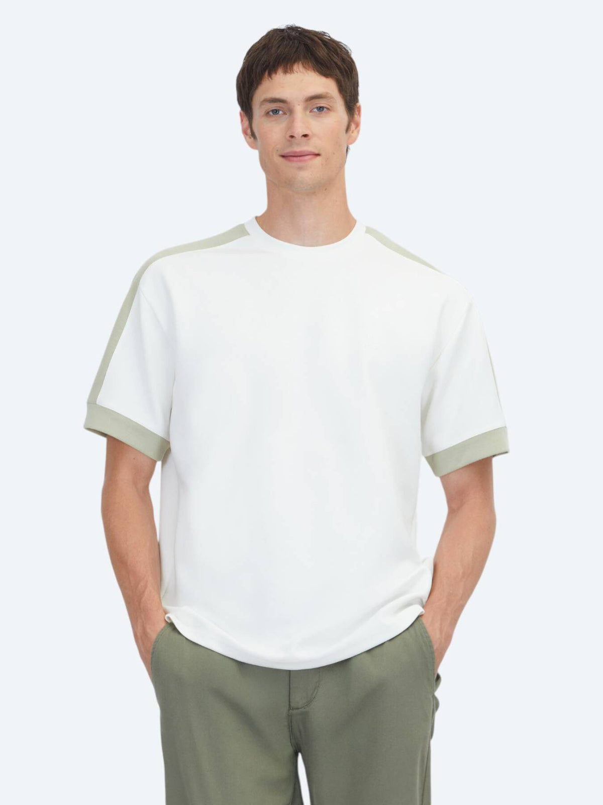Ecru Unifarben T-Shirt