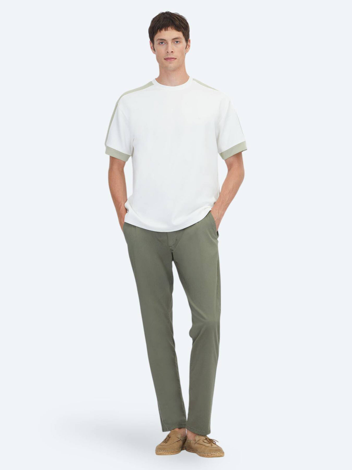 Ecru Unifarben T-Shirt