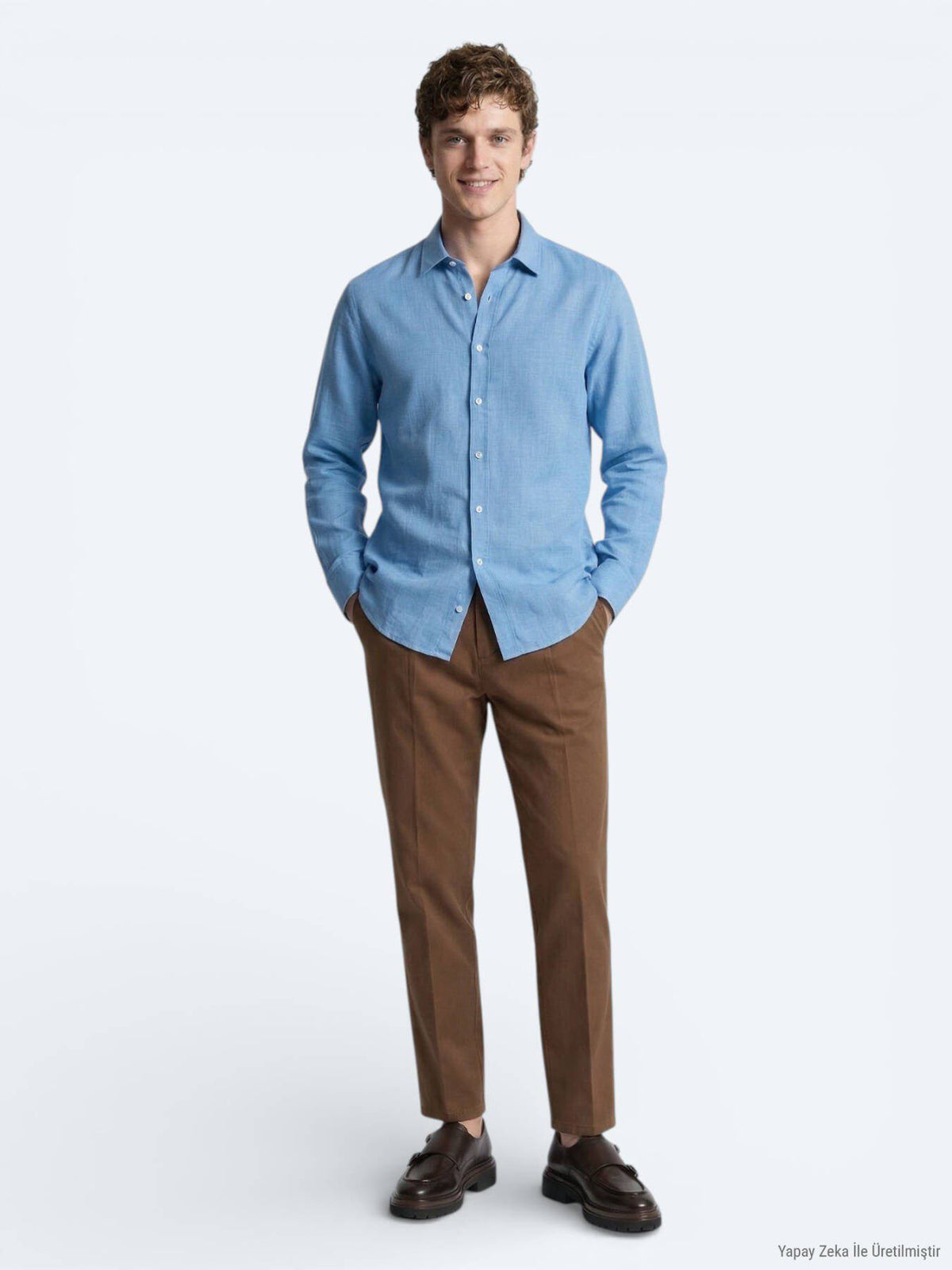 Blaues Casual Hemd Regular Fit 100% Baumwolle