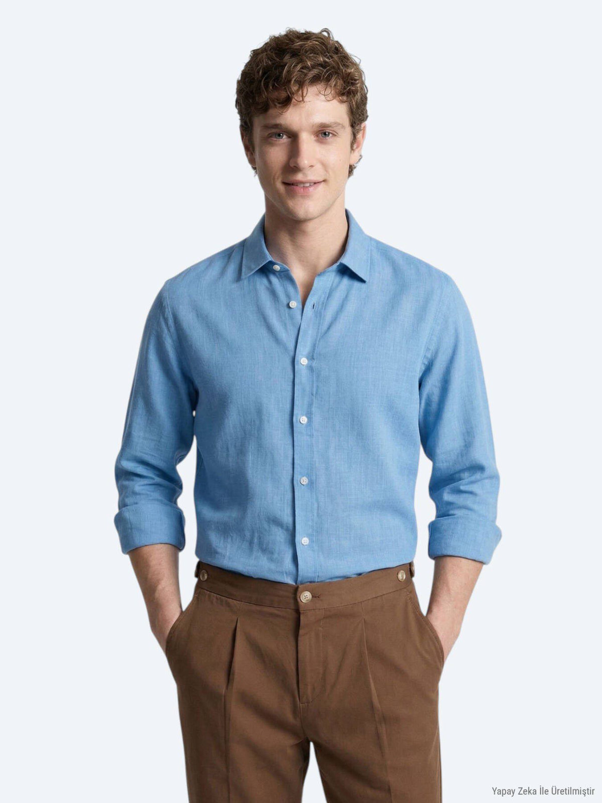 Blaues Casual Hemd Regular Fit 100% Baumwolle