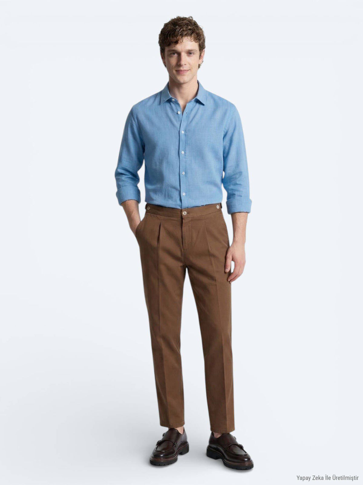 Blaues Casual Hemd Regular Fit 100% Baumwolle
