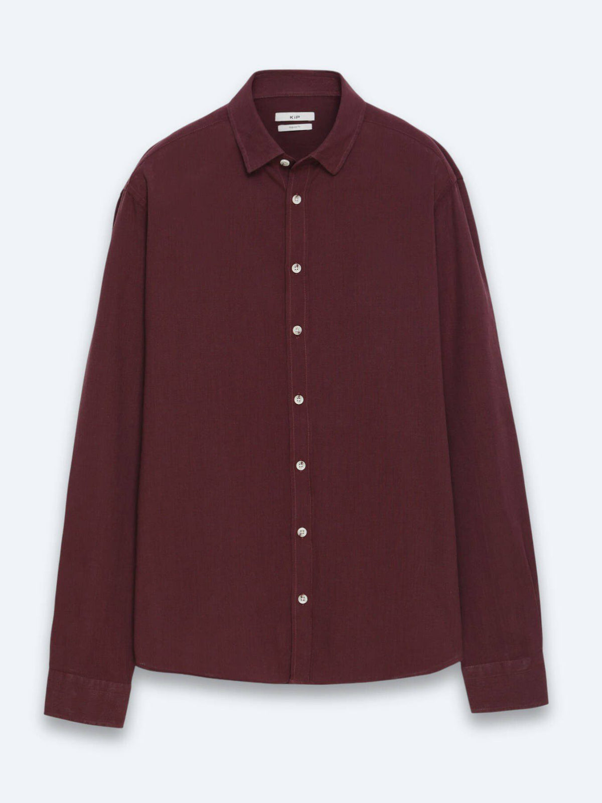 Bordeaux Unifarben Regular Fit Baumwollhemd