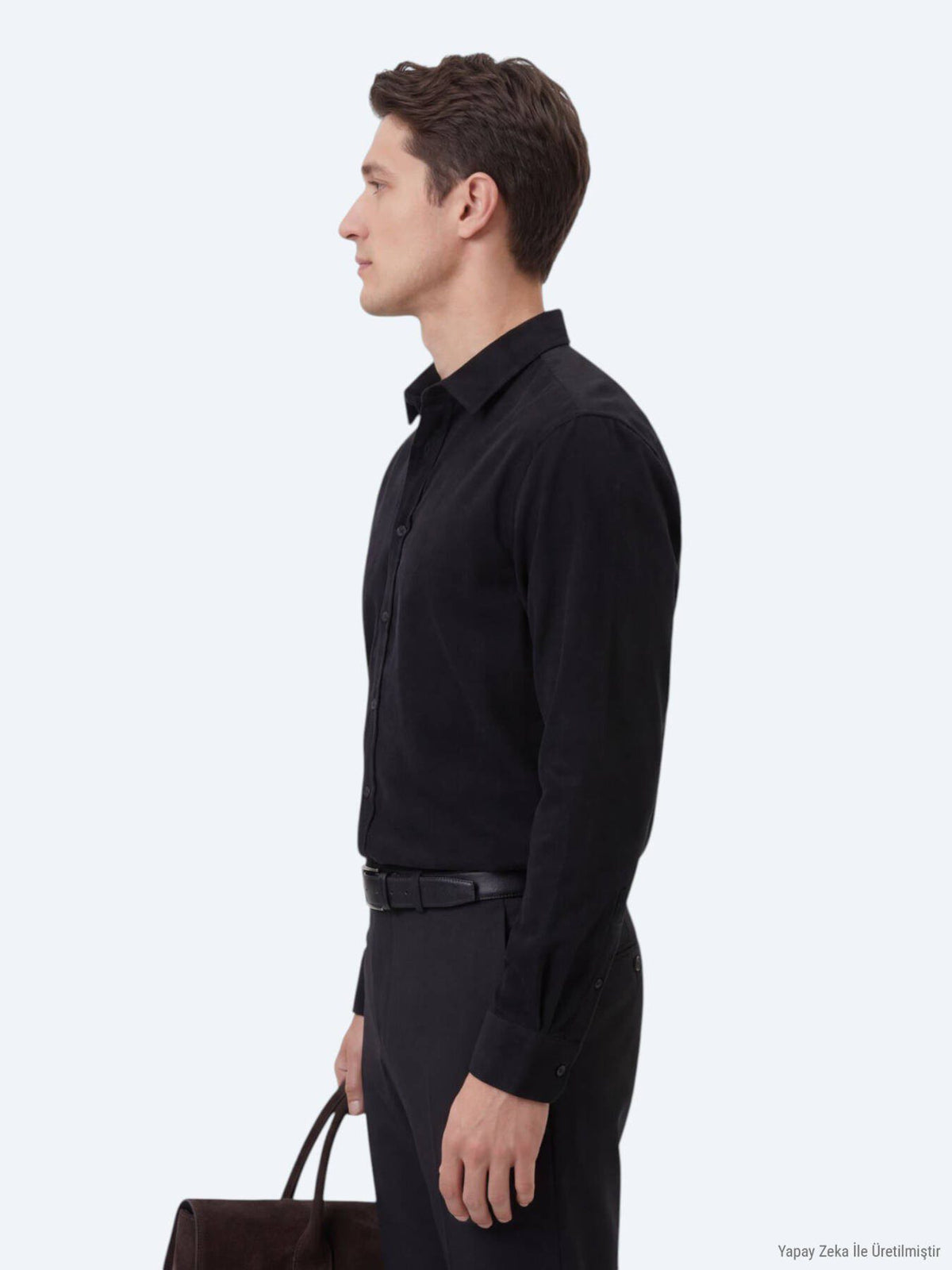 Schwarzes Baumwollhemd Regular Fit