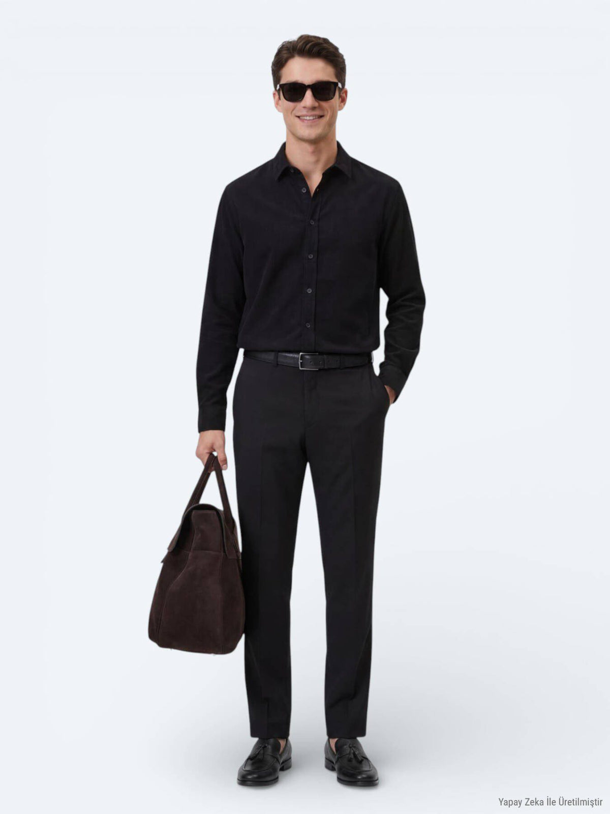 Schwarzes Baumwollhemd Regular Fit