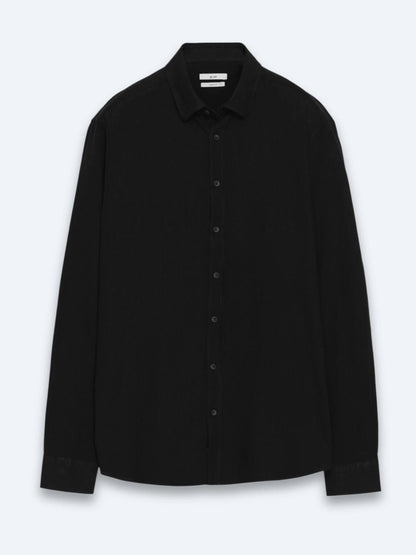 Schwarzes Baumwollhemd Regular Fit