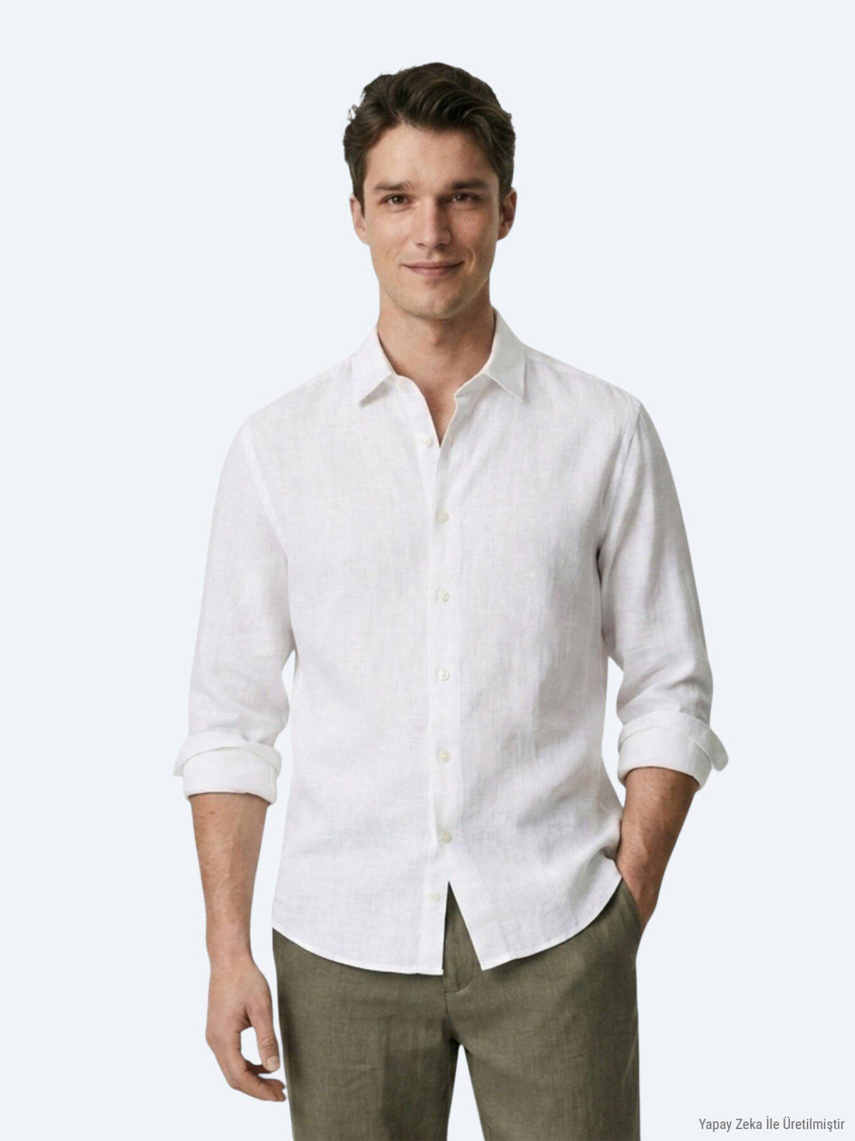 Weißes Regular Fit Baumwollhemd 100%