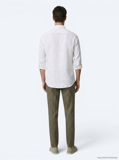 Weißes Regular Fit Baumwollhemd 100%