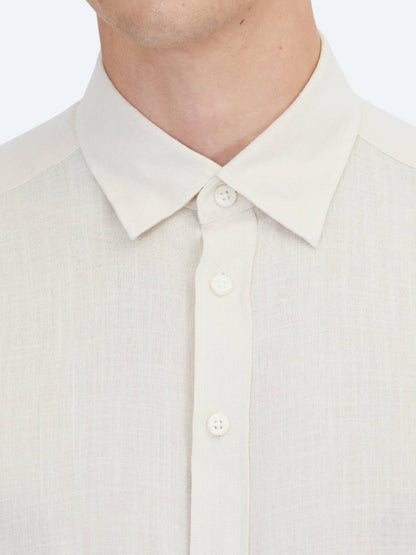 Beige Unifarben Regular Fit Baumwollhemd