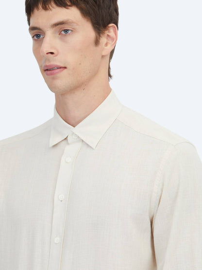 Beige Unifarben Regular Fit Baumwollhemd