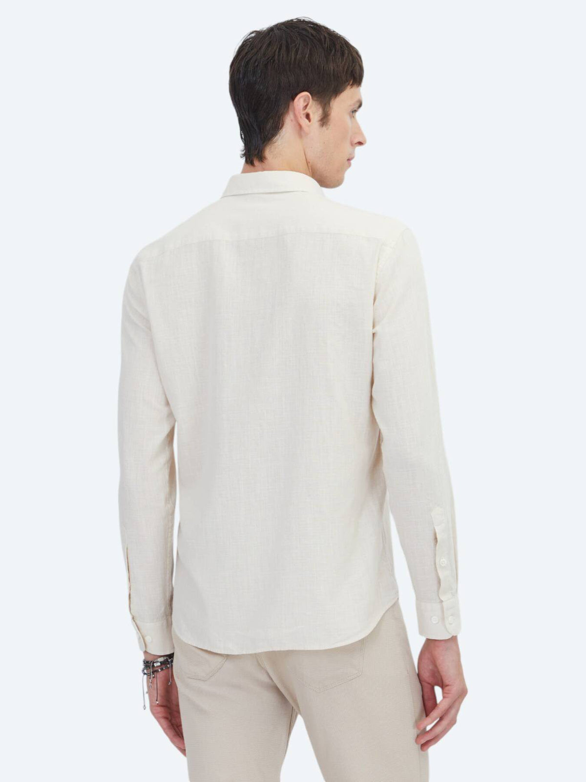 Beige Unifarben Regular Fit Baumwollhemd
