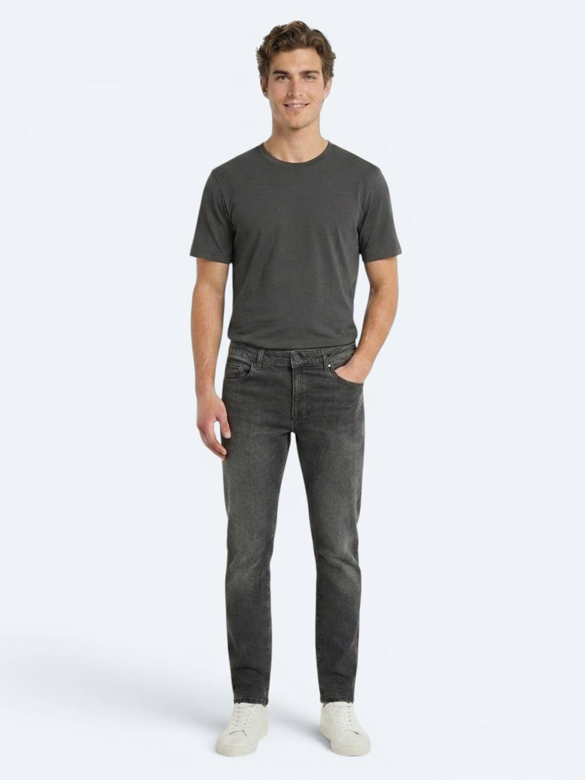 Grüne Regular Fit Denim-Hose 100% Baumwolle