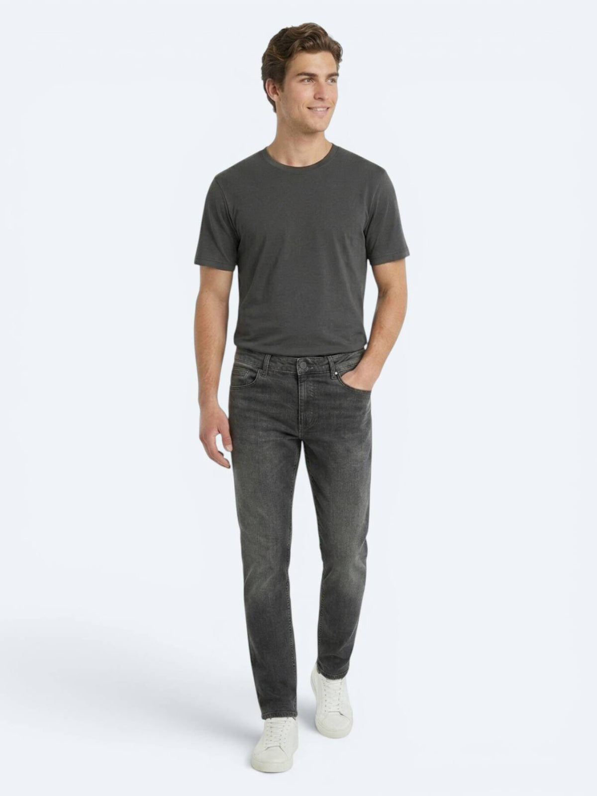Grüne Regular Fit Denim-Hose 100% Baumwolle