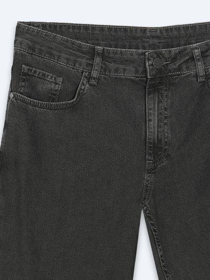 Grüne Regular Fit Denim-Hose 100% Baumwolle
