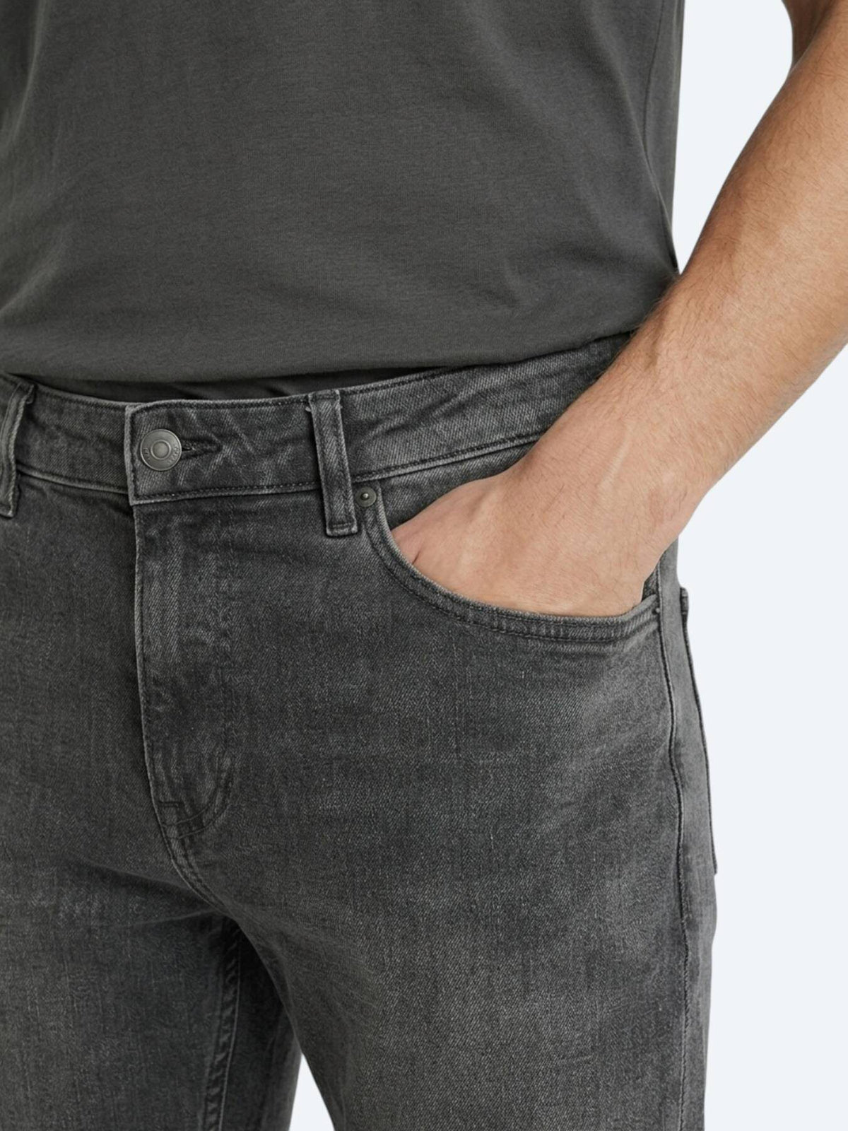 Grüne Regular Fit Denim-Hose 100% Baumwolle