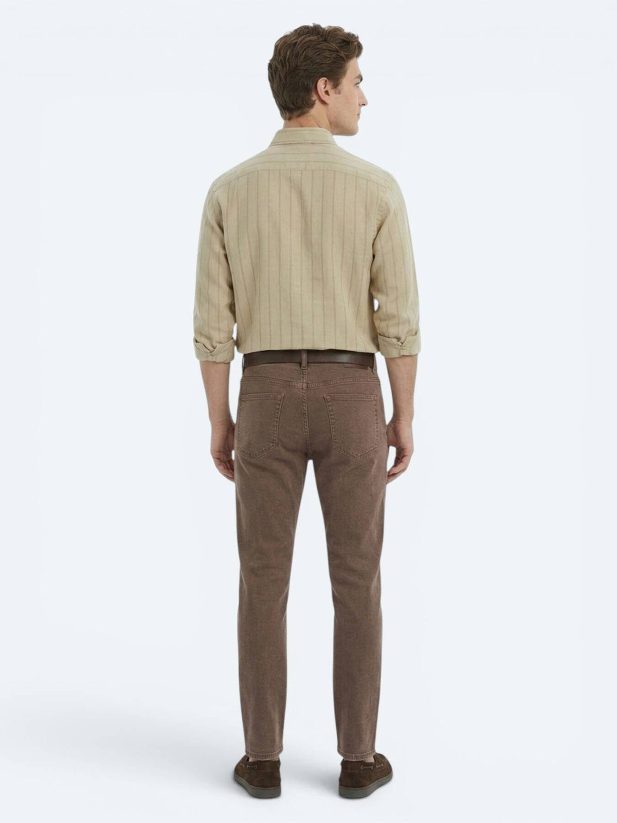 Braune Regular Fit Denim-Hose 100% Baumwolle