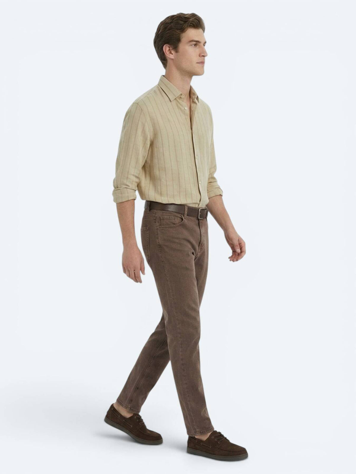 Braune Regular Fit Denim-Hose 100% Baumwolle