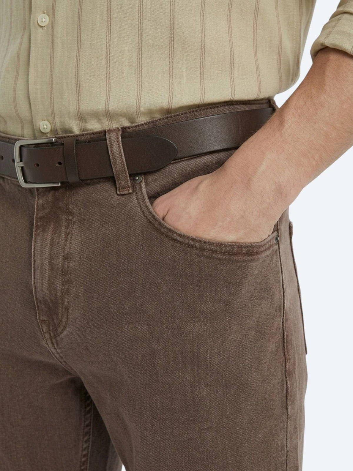 Braune Regular Fit Denim-Hose 100% Baumwolle